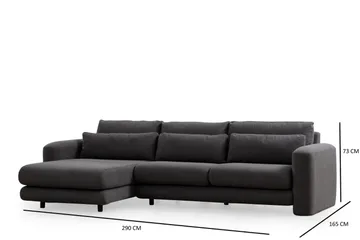 Makhan 3-seter Venstre L-formet Sofa med Sjeselong i Bouclé - Antracitt - Møbler - Sofaer - Sofaer med sjeselong - 3 seters sofa med divan