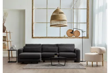 Makhan 3-seter Venstre L-formet Sofa med Sjeselong i Bouclé - Antracitt - Møbler - Sofaer - Sofaer med sjeselong - 3 seters sofa med divan