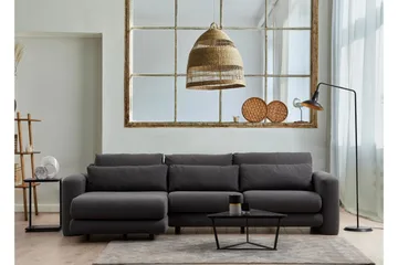 Makhan 3-seter Venstre L-formet Sofa med Sjeselong i Bouclé - Antracitt - Møbler - Sofaer - Sofaer med sjeselong - 3 seters sofa med divan