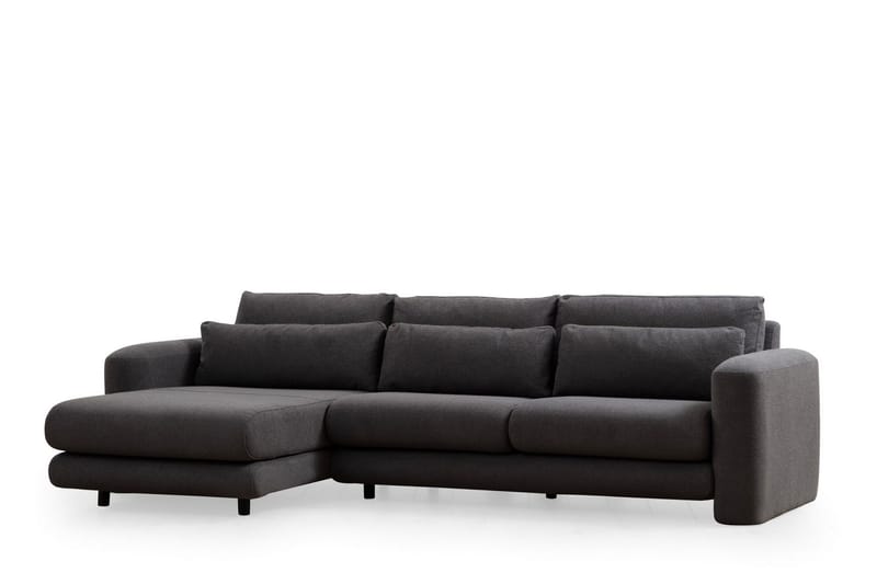Makhan 3-seter Venstre L-formet Sofa med Sjeselong i Bouclé - Antracitt - Møbler - Sofaer - Sofaer med sjeselong - 3 seters sofa med divan