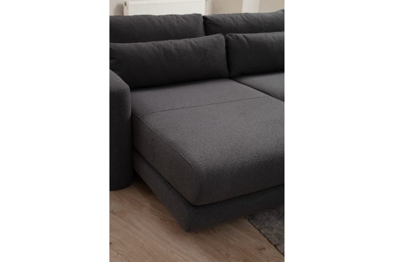 Makhan 3-seter Venstre L-formet Sofa med Sjeselong i Bouclé - Antracitt - Møbler - Sofaer - Sofaer med sjeselong - 3 seters sofa med divan
