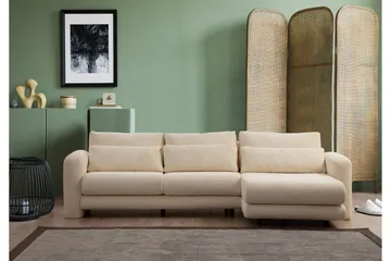 Makhan Sofa med Sjeselong 3-seter - Beige - Møbler - Sofaer - Sofaer med sjeselong - 3 seters sofa med divan