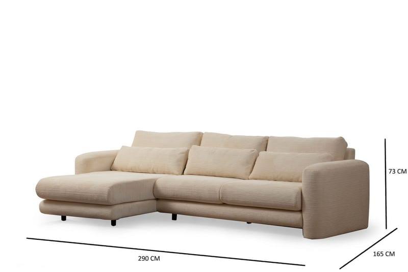 Makhan Sofa med Sjeselong 3-seter - Beige - Møbler - Sofaer - Sofaer med sjeselong - 3 seters sofa med divan