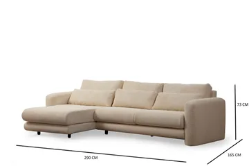 Makhan Sofa med Sjeselong 3-seter - Beige - Møbler - Sofaer - Sofaer med sjeselong - 3 seters sofa med divan