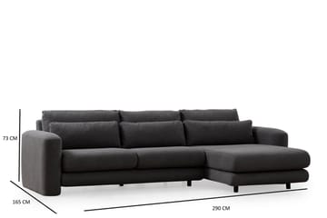 Makhan Sofa med Sjeselong 3-seter - Grå - Møbler - Sofaer - Sofaer med sjeselong - 3 seters sofa med divan