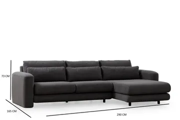 Makhan Sofa med Sjeselong 3-seter - Grå - Møbler - Sofaer - Sofaer med sjeselong - 3 seters sofa med divan