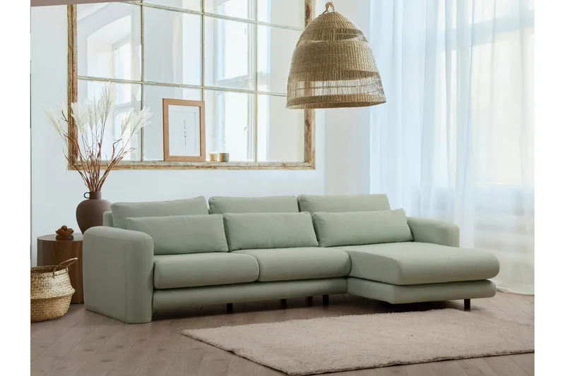 Makhan Sofa med Sjeselong 3-seter - Grønn - Møbler - Sofaer - Sofaer med sjeselong - 3 seters sofa med divan