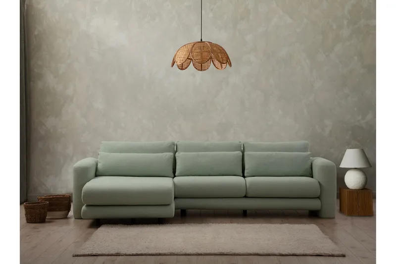 Makhan Sofa med Sjeselong 3-seter - Grønn - Møbler - Sofaer - Sofaer med sjeselong - 3 seters sofa med divan