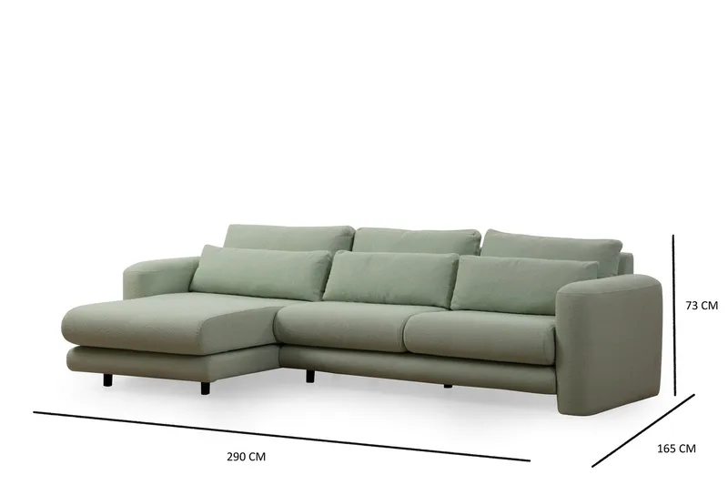 Makhan Sofa med Sjeselong 3-seter - Grønn - Møbler - Sofaer - Sofaer med sjeselong - 3 seters sofa med divan