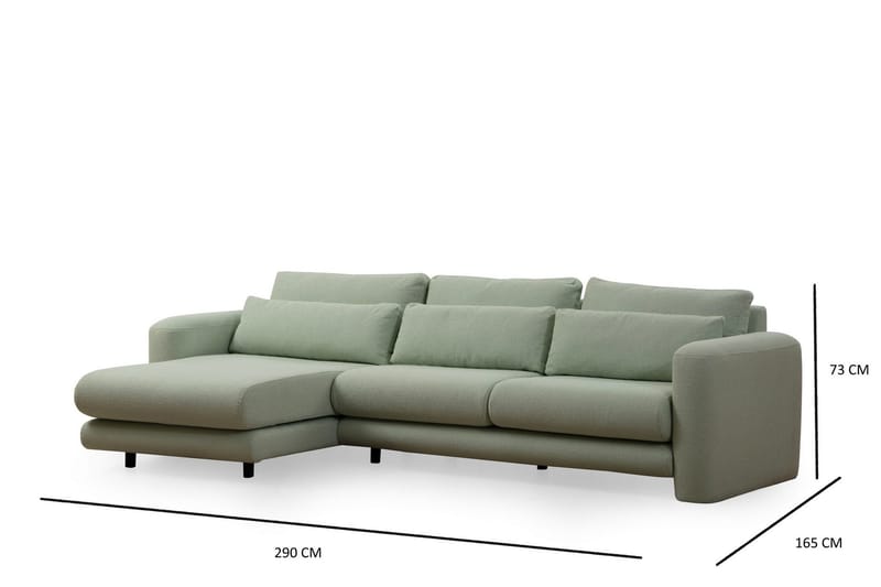 Makhan Sofa med Sjeselong 3-seter - Grønn - Møbler - Sofaer - Sofaer med sjeselong - 3 seters sofa med divan
