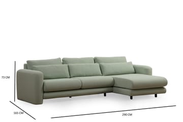 Makhan Sofa med Sjeselong 3-seter - Grønn - Møbler - Sofaer - Sofaer med sjeselong - 3 seters sofa med divan