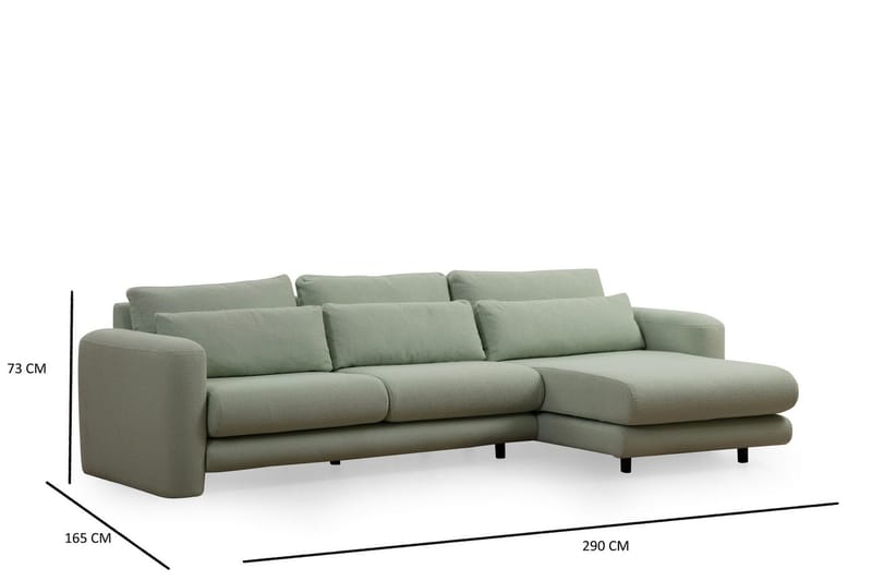 Makhan Sofa med Sjeselong 3-seter - Grønn - Møbler - Sofaer - Sofaer med sjeselong - 3 seters sofa med divan