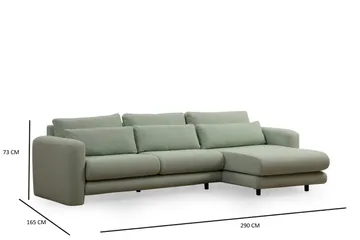 Makhan Sofa med Sjeselong 3-seter - Grønn - Møbler - Sofaer - Sofaer med sjeselong - 3 seters sofa med divan