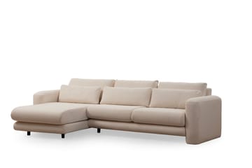 Makhan Sofa med Sjeselong 3-seter - Lys beige - Møbler - Sofaer - Sofaer med sjeselong - 3 seters sofa med divan