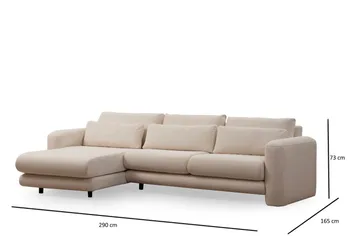 Makhan Sofa med Sjeselong 3-seter - Lys beige - Møbler - Sofaer - Sofaer med sjeselong - 3 seters sofa med divan