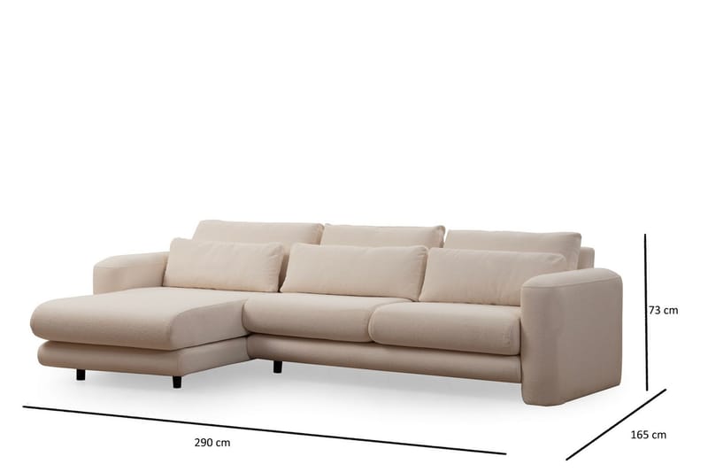 Makhan Sofa med Sjeselong 3-seter - Lys beige - Møbler - Sofaer - Sofaer med sjeselong - 3 seters sofa med divan