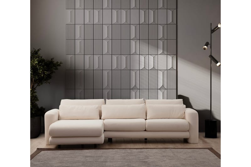 Makhan Sofa med Sjeselong 3-seter - Lys beige - Møbler - Sofaer - Sofaer med sjeselong - 3 seters sofa med divan
