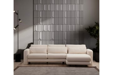 Makhan Sofa med Sjeselong 3-seter - Lys beige - Møbler - Sofaer - Sofaer med sjeselong - 3 seters sofa med divan