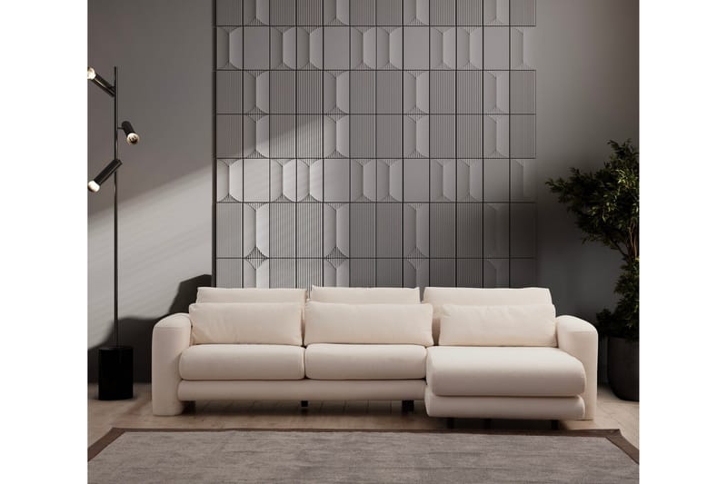 Makhan Sofa med Sjeselong 3-seter - Lys beige - Møbler - Sofaer - Sofaer med sjeselong - 3 seters sofa med divan