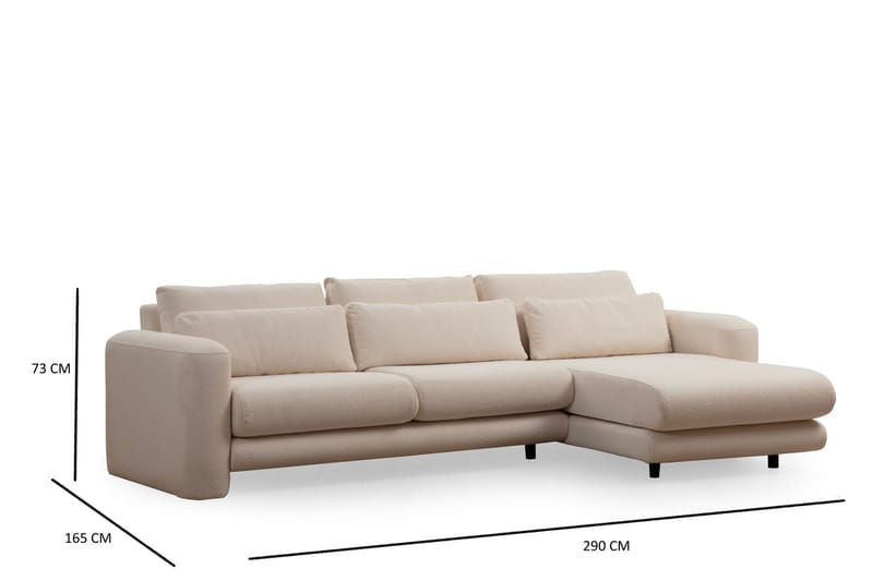 Makhan Sofa med Sjeselong 3-seter - Lys beige - Møbler - Sofaer - Sofaer med sjeselong - 3 seters sofa med divan
