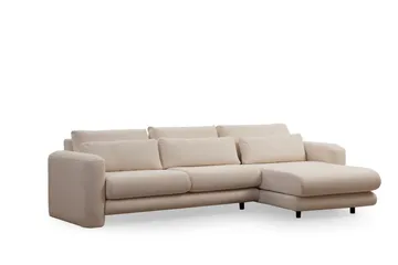Makhan Sofa med Sjeselong 3-seter - Lys beige - Møbler - Sofaer - Sofaer med sjeselong - 3 seters sofa med divan