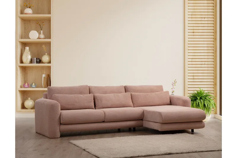 Makhan Sofa med Sjeselong 3-seter - Rosa - Møbler - Sofaer - Sofaer med sjeselong - 3 seters sofa med divan