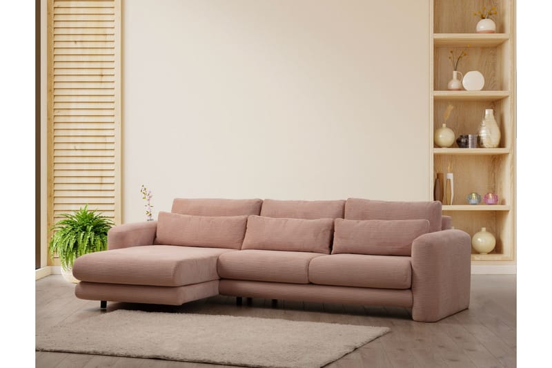 Makhan Sofa med Sjeselong 3-seter - Rosa - Møbler - Sofaer - Sofaer med sjeselong - 3 seters sofa med divan