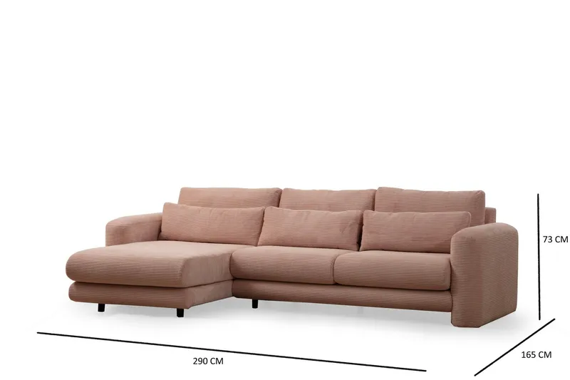 Makhan Sofa med Sjeselong 3-seter - Rosa - Møbler - Sofaer - Sofaer med sjeselong - 3 seters sofa med divan