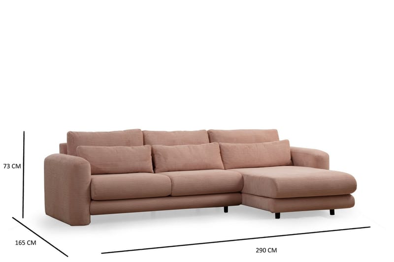 Makhan Sofa med Sjeselong 3-seter - Rosa - Møbler - Sofaer - Sofaer med sjeselong - 3 seters sofa med divan