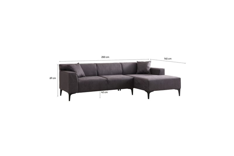 Malpani Sofa med Divan 3-sits - Antrasitt - Møbler - Sofaer - Sofaer med sjeselong - 3 seters sofa med divan