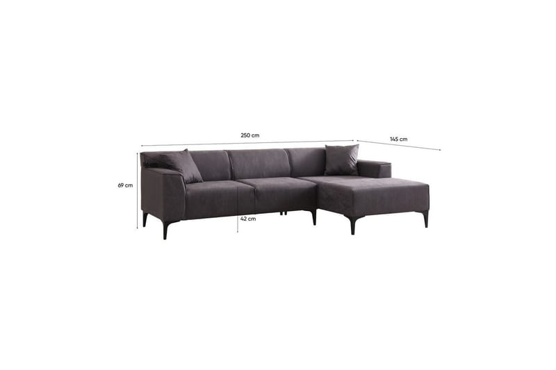 Malpani Sofa med Divan 3-sits - Antrasitt - Møbler - Sofaer - Sofaer med sjeselong - 3 seters sofa med divan