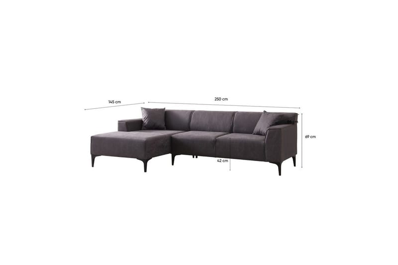 Malpani Sofa med Divan 3-sits - Antrasitt - Møbler - Sofaer - Sofaer med sjeselong - 3 seters sofa med divan