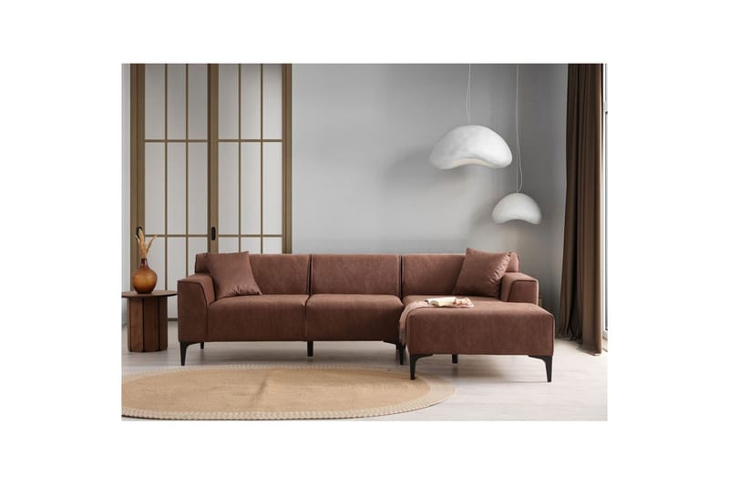 Malpani Sofa med Divan 3-sits - Cognac - Møbler - Sofaer - Sofaer med sjeselong - 4 seters sofa med divan