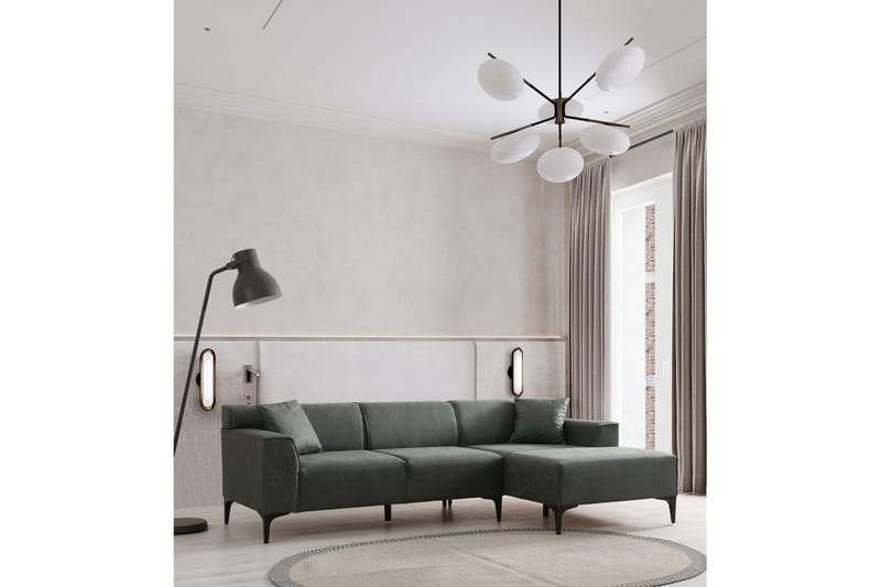 Malpani Sofa med Divan 3-sits - Grønn - M�øbler - Sofaer - Sofaer med sjeselong - 4 seters sofa med divan