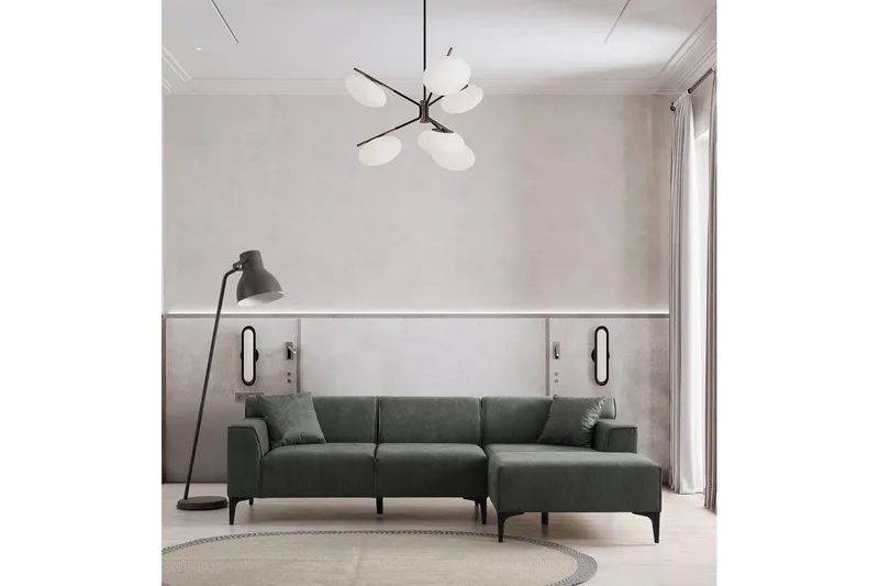 Malpani Sofa med Divan 3-sits - Grønn - Møbler - Sofaer - Sofaer med sjeselong - 4 seters sofa med divan