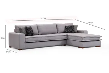 Mamerto Sofa m. Divan 4-seters - Lysegrå - Møbler - Sofaer - Sofaer med sjeselong - 4 seters sofa med divan