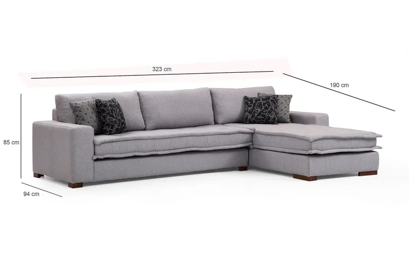Mamerto Sofa m. Divan 4-seters - Lysegrå - Møbler - Sofaer - Sofaer med sjeselong - 4 seters sofa med divan