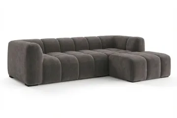 Marlow 3-seters boblete divansofa høyre - Grå - Møbler - Sofaer - Sofaer med sjeselong - 3 seters sofa med divan