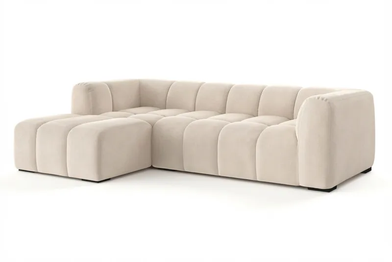 Marlow 3-seters boblete divansofa venstre - Beige - Møbler - Sofaer - Sofaer med sjeselong - 3 seters sofa med divan