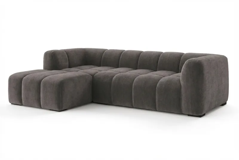 Marlow 3-seters boblete divansofa venstre - Grå - Møbler - Sofaer - Sofaer med sjeselong - 3 seters sofa med divan