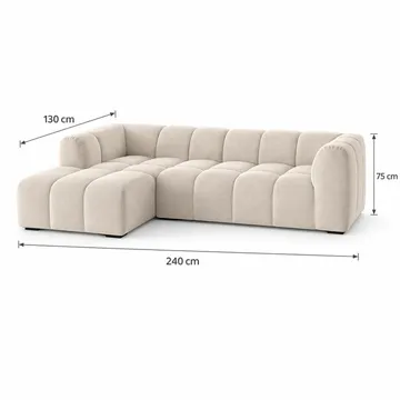 Marlow 3-seters L-formet Bouclé Divansofa Venstre med Sjeselong i Stoff - Beige - Møbler - Sofaer - Sofaer med sjeselong - 3 seters sofa med divan
