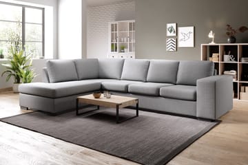 Memphis 4-seters Venstrevendt L-formet Sjeselongsofa i Stoff - Grå - Møbler - Sofaer - Sofaer med sjeselong - 4 seters sofa med divan