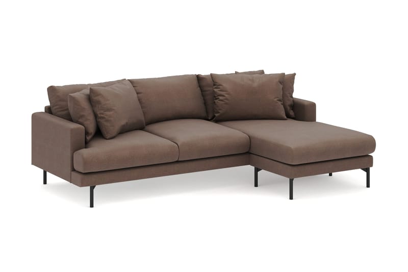 Menard 3-seters Høyrevendt L-formet Divansofa i Stoff - Brun - Møbler - Sofaer - Sofaer med sjeselong - 3 seters sofa med divan