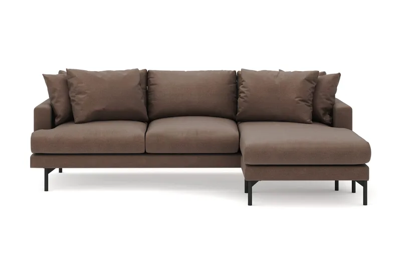 Menard 3-seters Høyrevendt L-formet Divansofa i Stoff - Brun - Møbler - Sofaer - Sofaer med sjeselong - 3 seters sofa med divan