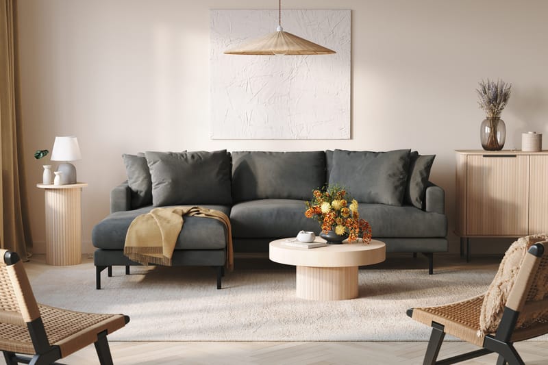Menard 3-seters Venstrevendt L-formet Divansofa i Manchester - Grå - Møbler - Sofaer - Sofaer med sjeselong - 3 seters sofa med divan