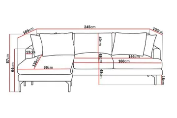 Menard 3-seters Venstrevendt L-formet Divansofa i Manchester - Grønn - Møbler - Sofaer - Sofaer med sjeselong - 3 seters sofa med divan