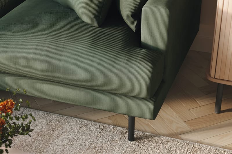 Menard 3-seters Venstrevendt L-formet Divansofa i Manchester - Grønn - Møbler - Sofaer - Sofaer med sjeselong - 3 seters sofa med divan