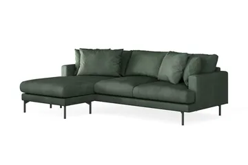Menard 3-seters Venstrevendt L-formet Divansofa i Manchester - Grønn - Møbler - Sofaer - Sofaer med sjeselong - 3 seters sofa med divan