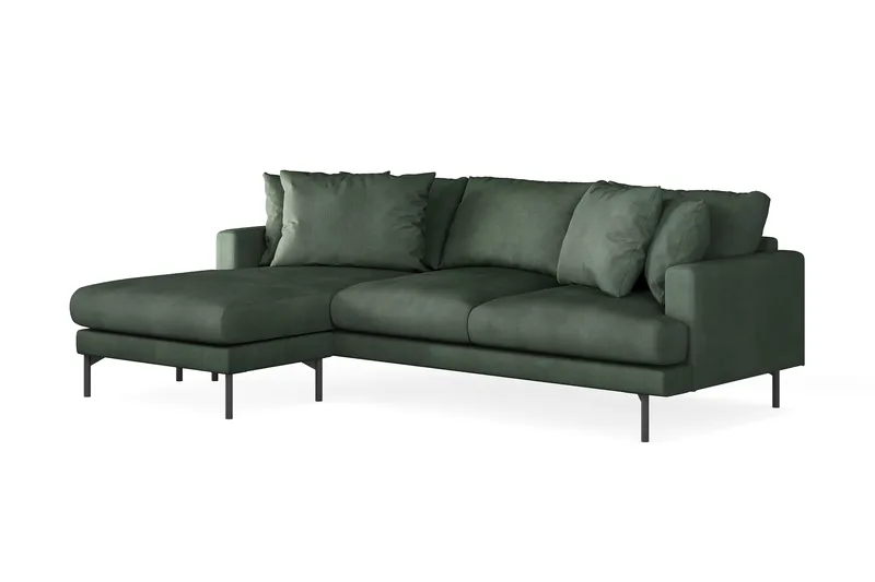 Menard 3-seters Venstrevendt L-formet Divansofa i Manchester - Grønn - Møbler - Sofaer - Sofaer med sjeselong - 3 seters sofa med divan