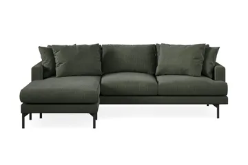 Menard 3-seters Venstrevendt L-formet Divansofa i Manchester - Mørk grønn - Møbler - Sofaer - Sofaer med sjeselong - 3 seters sofa med divan